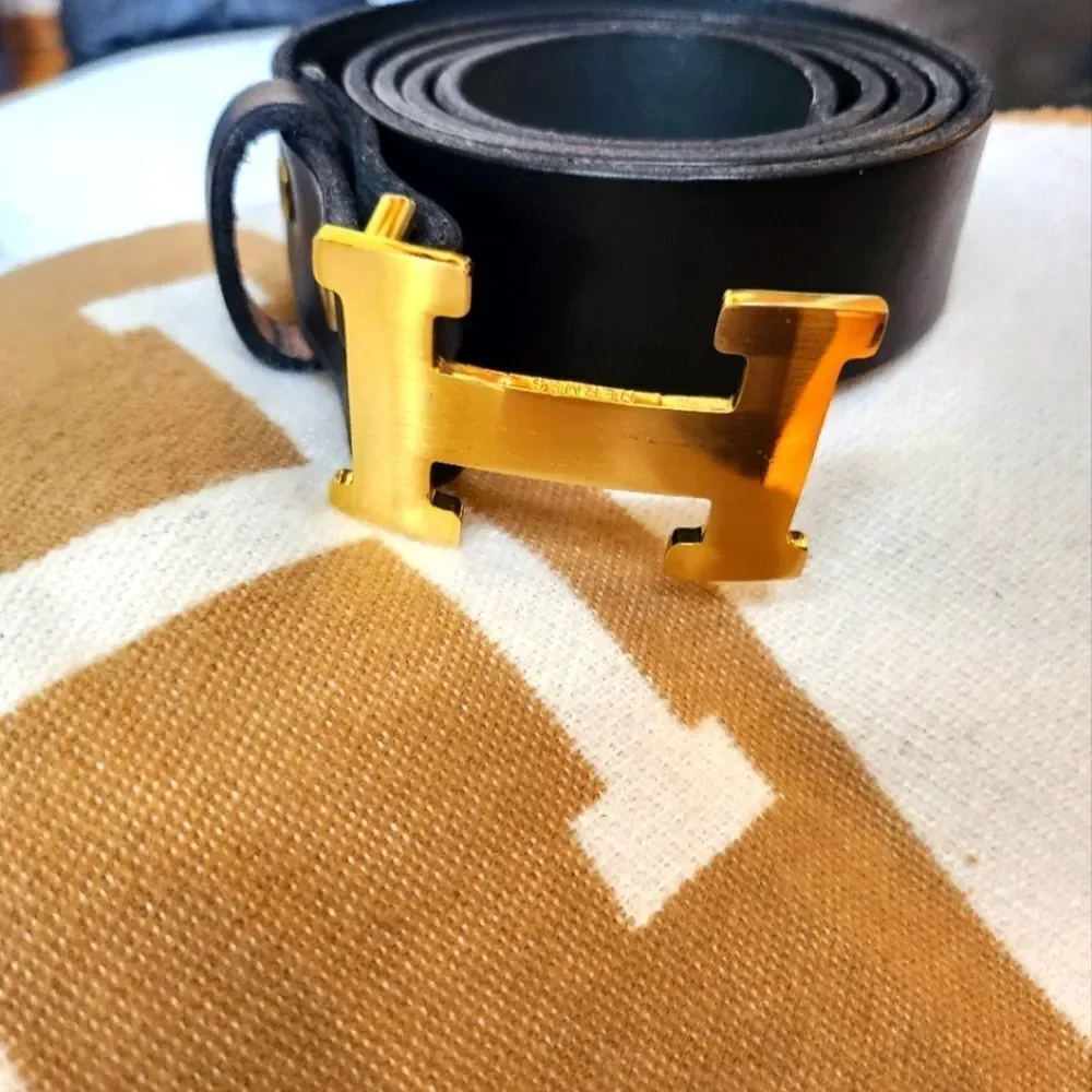 Hermes Goldtone Leather Belt